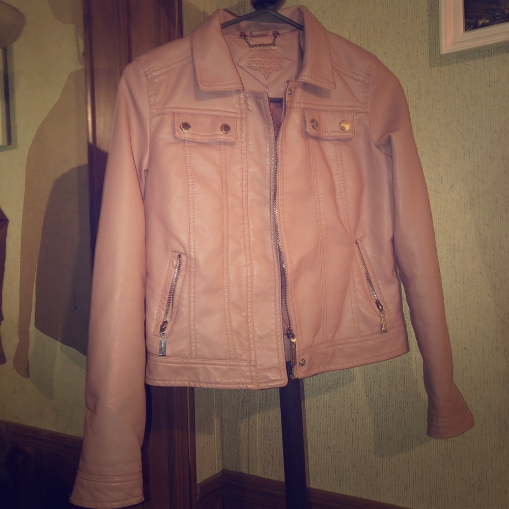 Jou Jou Blush/Pink Motorcycle-Style Leather Jacket